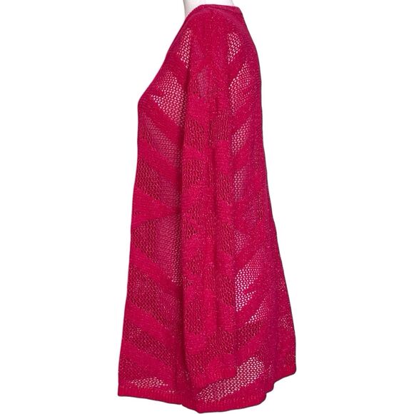 SOFT SURROUNDINGS Sweater Top Cover-Up Size Medium Crochet Fuchsia Pink EUC - Picture 12 of 16